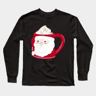 Vintage Santa Mug with Hot Chocolate, Cream, Sprinkles and Cookies Long Sleeve T-Shirt